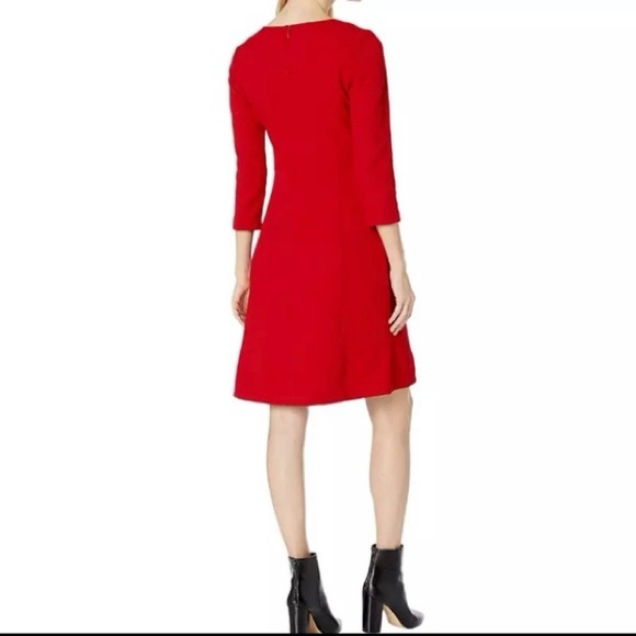 Lauren Ralph Lauren Red Dobby Fit & Flare Dress - Picture 3 of 10